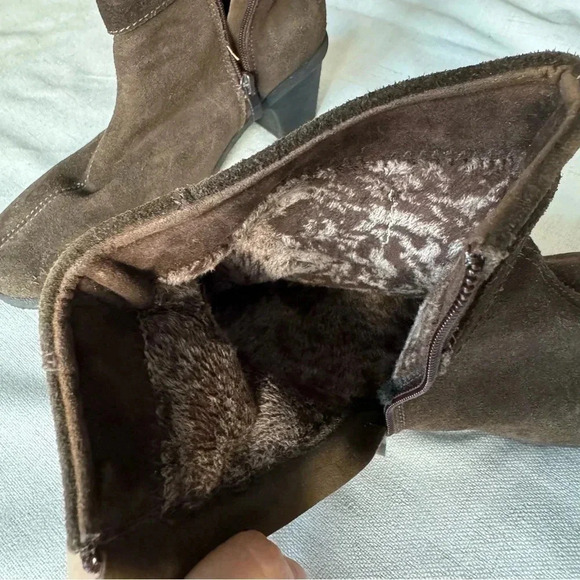 Vintage Henri Pierre Suede Leather Boots Warm Sherpa Fur lined size 8 - Picture 10 of 11